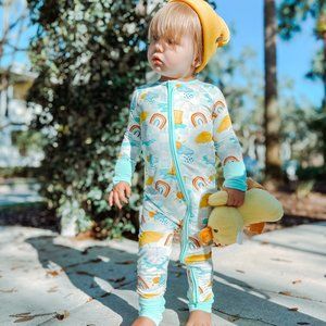 Spring Rainboots Checkered Baby Bamboo Zippy Romper Pajama